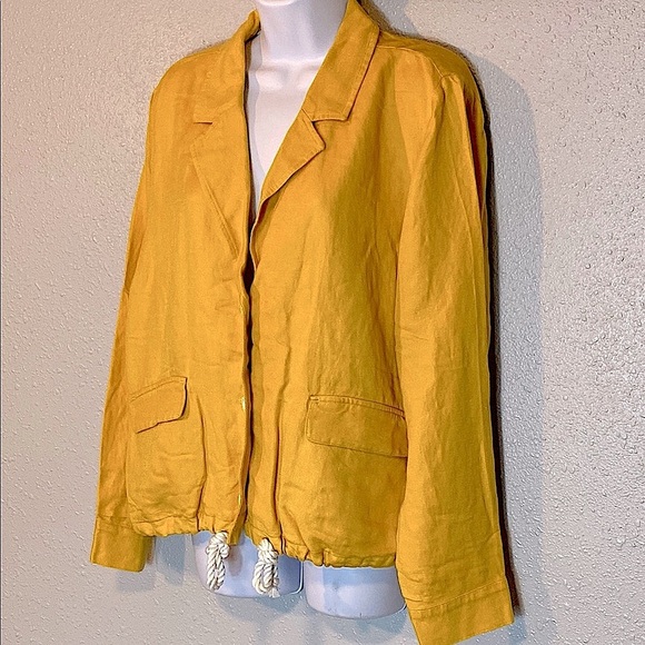 J Jill Yellow Linen Blazer with Notched Lapel - Picture 7 of 7
